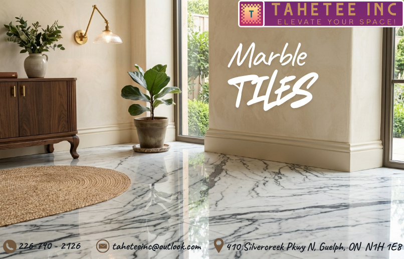 Tahetee ad — marble tiles